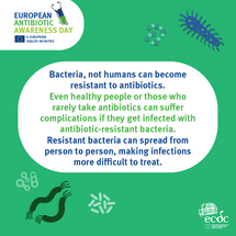 Social media card: Bacteria not humans can become resistant